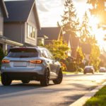 住宅街で静音モードで走行するTHOR電子マフラー搭載車のイメージ